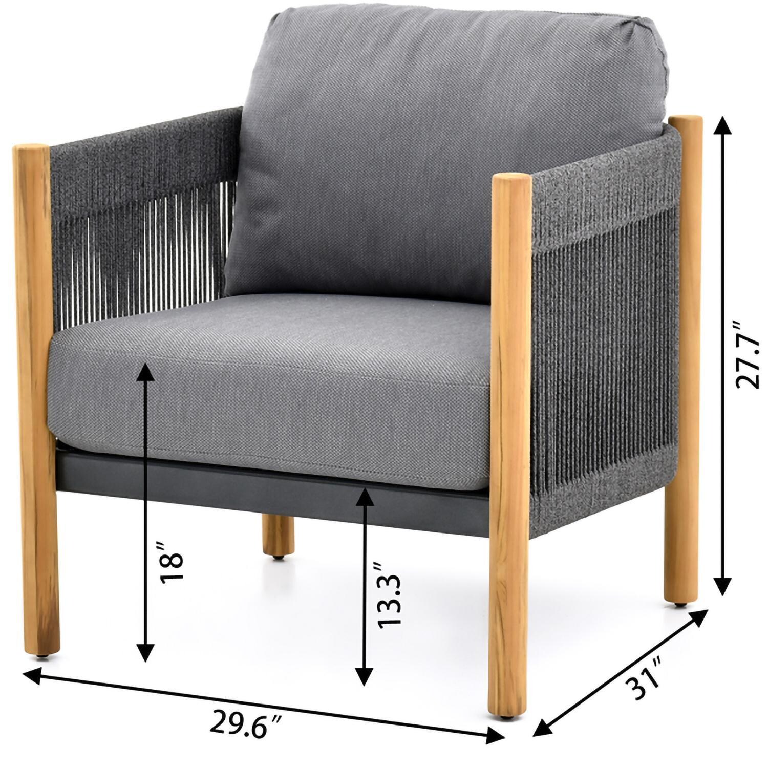 Dekka 5 Pc Seating Set W/ Grey Cushions in Wood By Lakeview Outdoor Designs - Chair - Dimensional thumbnail