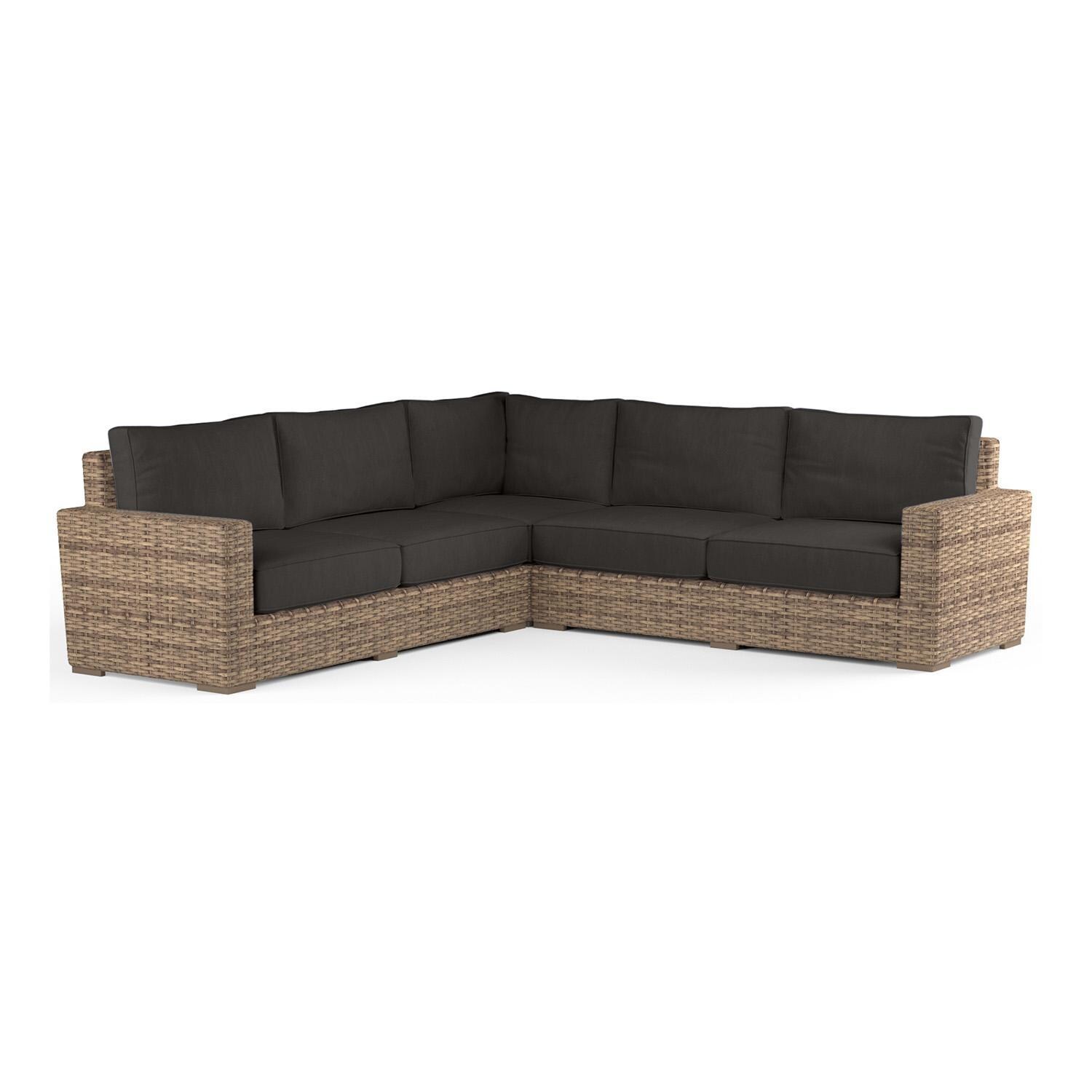 Havana 5 Person Wicker Sofa in Tobacco/Spectrum Carbon by Sunset West - White Background thumbnail