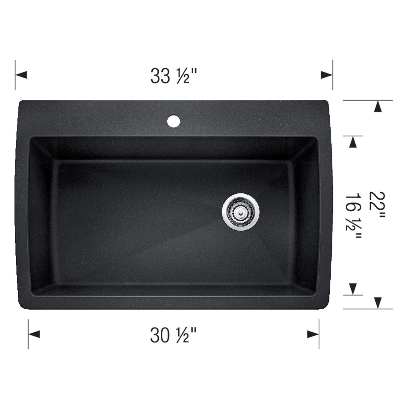 Blanco 442917 Diamond Silgranit 33 1/2 X 22 Inch Drop-In/Undermount Sink - Coal Black - Dimensional thumbnail
