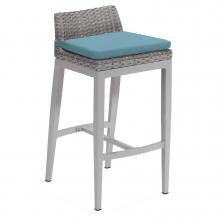 Argento Wicker Patio Bar Stool W/ Ice Blue Cushion By Oxford Garden