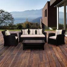 Atlantic Staffordshire 5-Person Resin Wicker Patio Conversation Set - Black