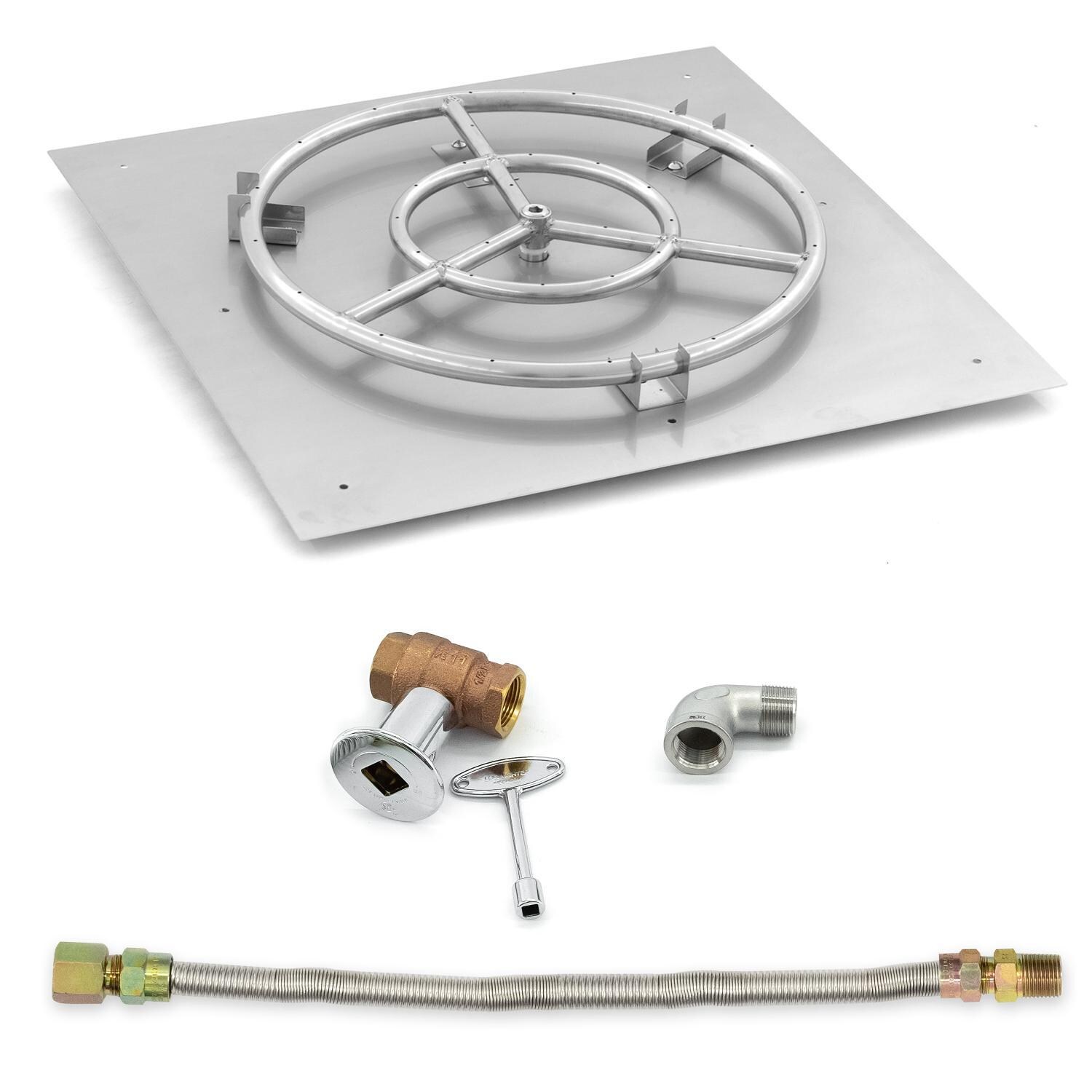 BBQGuys Signature Series 24-Inch Square Flat Pan W/ 18-Inch Natural Gas Ring Burner & Connection Kit image