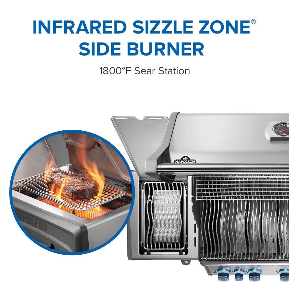 Napoleon RPS625RSIBPSS-2 Rogue PRO-S 625 5-Burner Propane Grill w/ Infrared Side & Rear Burner - Stainless Steel - RPS625RSIBPSS-2 - Infrared Side Burner - Detail