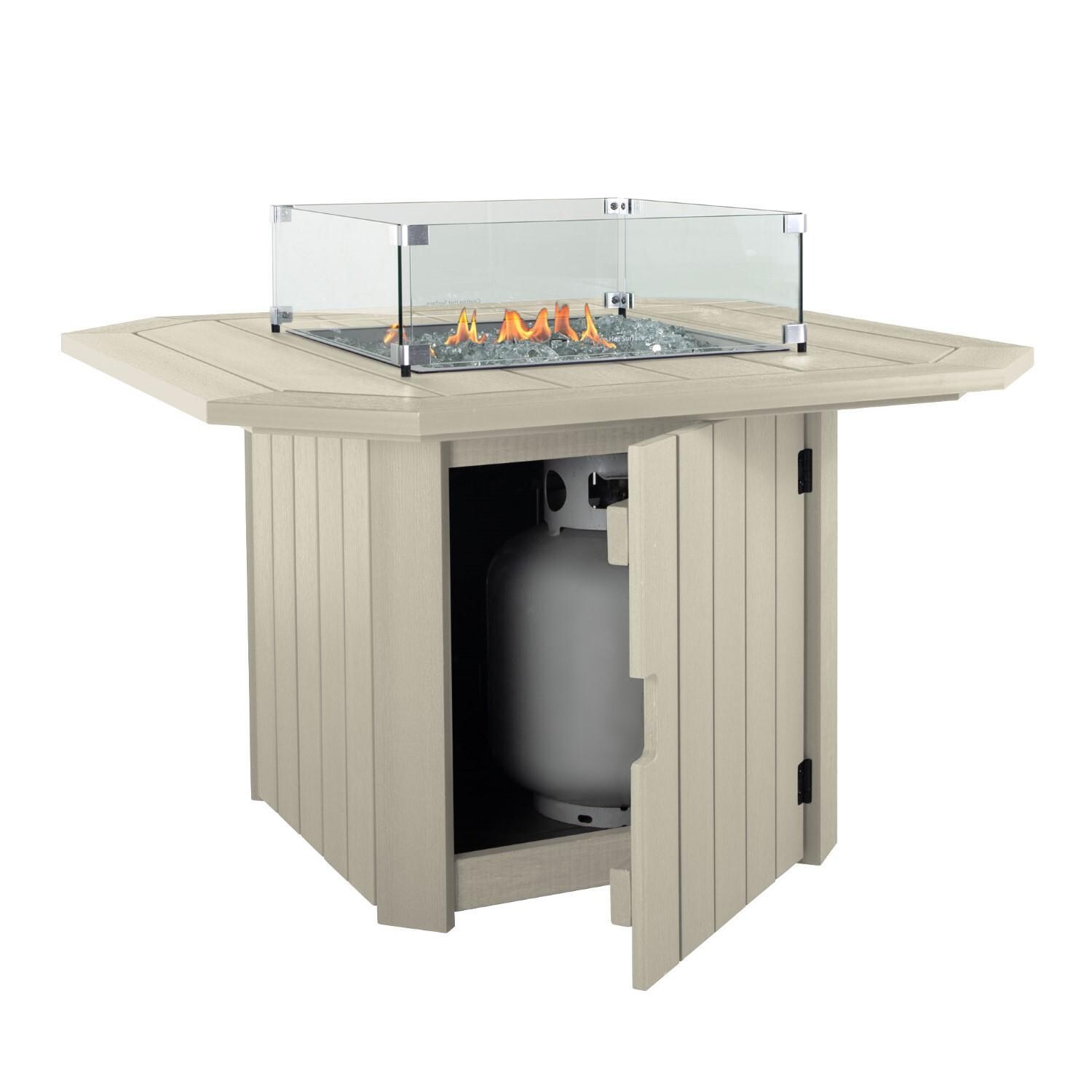 Harborview Octagonal Fire Pit Table in Whitewash by Lakeview Outdoor Designs - Tank Hide - Detail thumbnail
