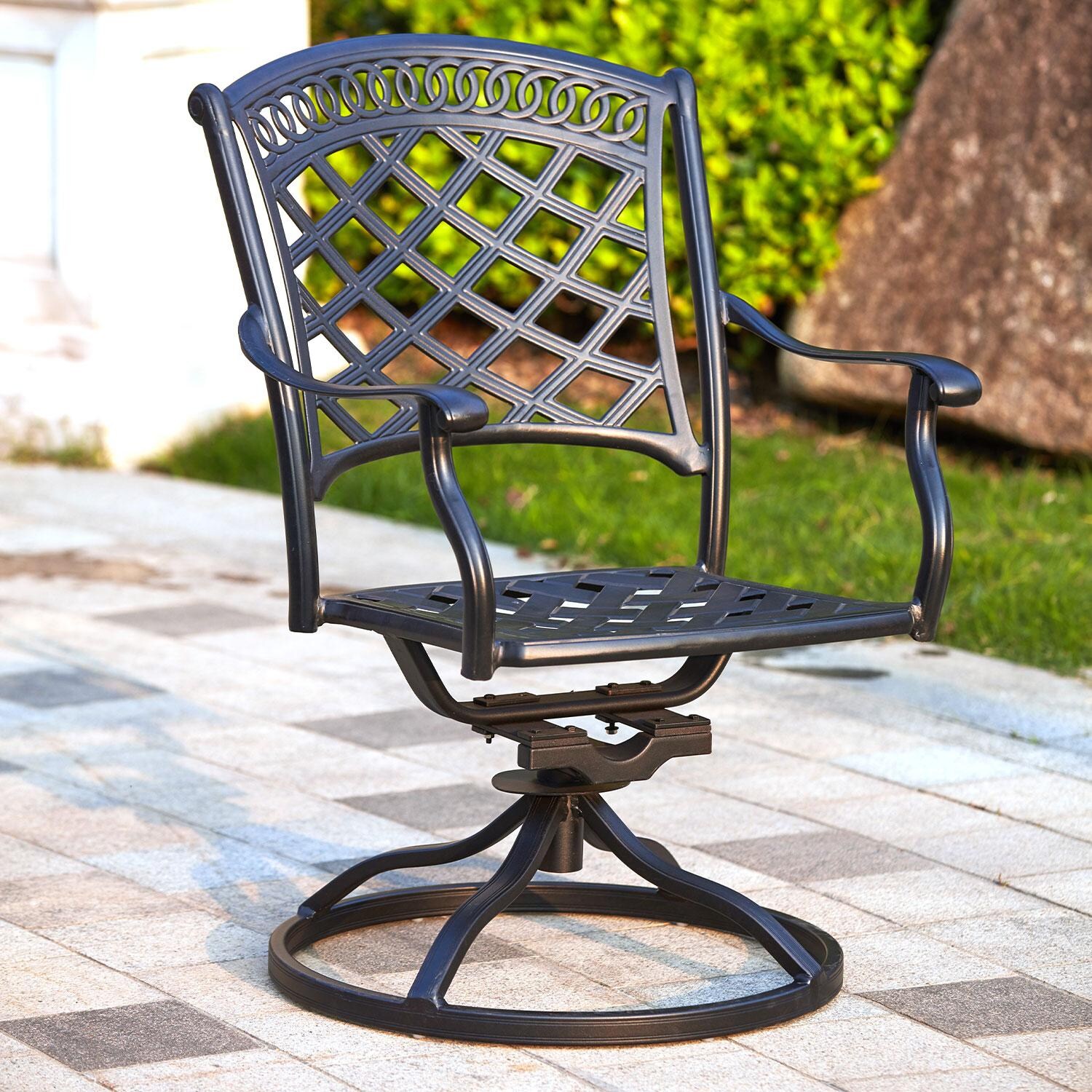 Darlee Sedona 3 Piece Cast Aluminum Patio Bistro Set W/ Swivel Rockers - Antique Bronze - Bar Stool - Cushions Removed - Detail thumbnail