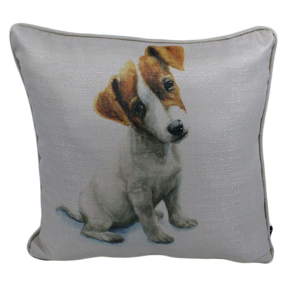 Watercolor Jack Russell Outdoor Throw Pillow W/ Piping By Lava Pillows - 17 X 17