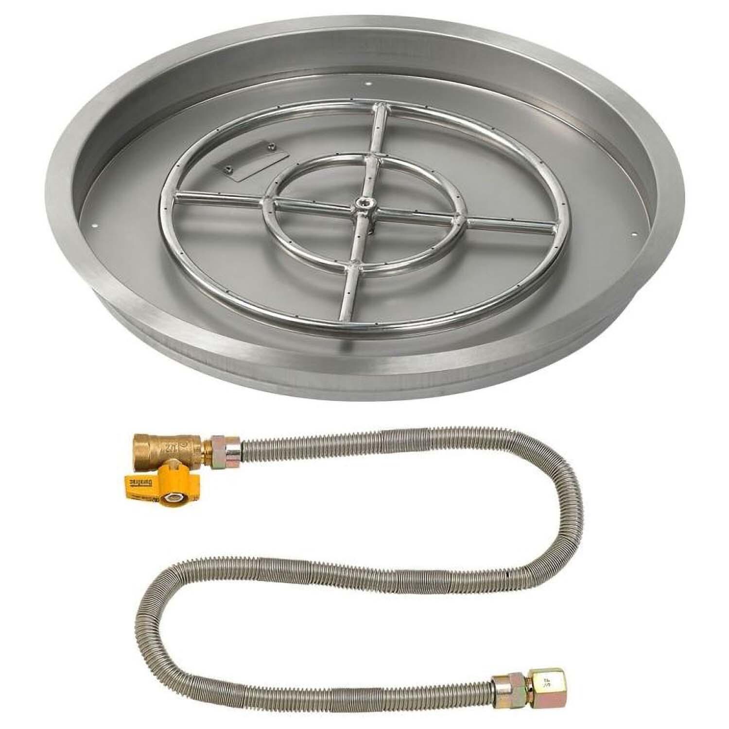 BBQGuys Signature 25 Inch Stainless Steel Round Drop-In Pan W/Match Light Kit - 18 Inch Ring - Natural Gas