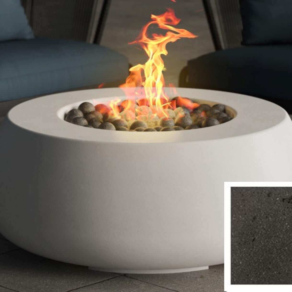 Dune 42-in Round GFRC Natural Gas Fire Bowl in Ebony by Prism Hardscapes