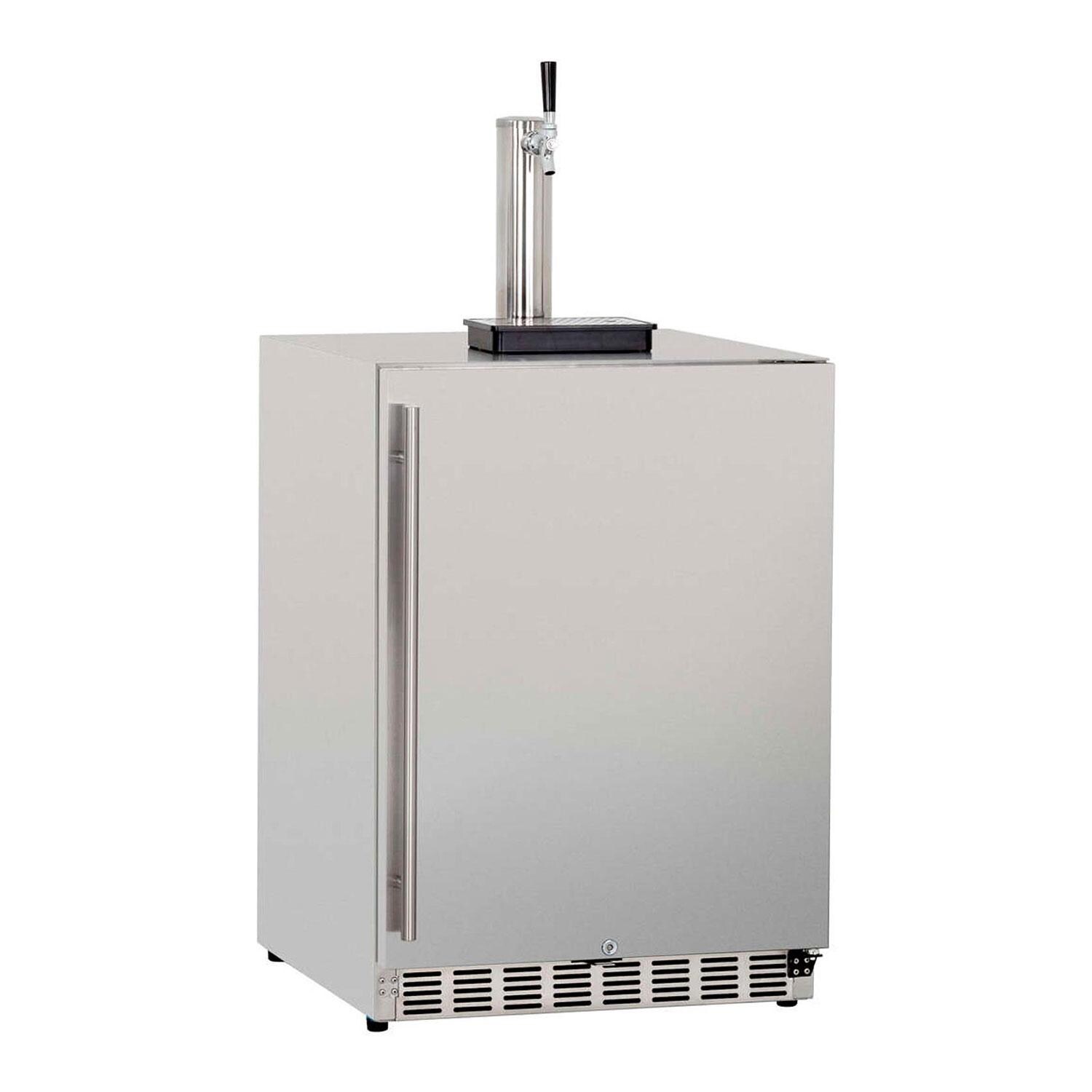 Summerset RFR-24DK1 24 Inch 6.6c Deluxe Outdoor Rated Single Tap Kegerator - Angled - White Background thumbnail