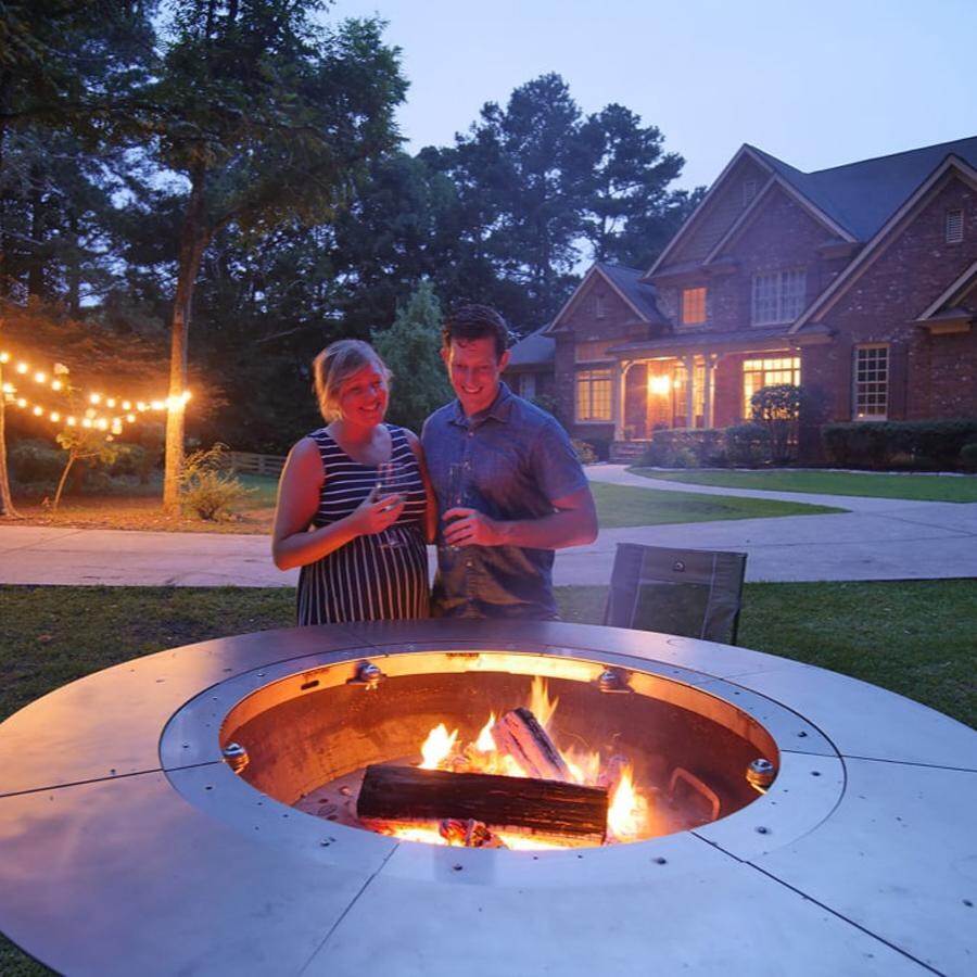 Gather Grills P01000101 Pioneer 35-Inch Wood Fire Pit W/ 68-Inch Ipe Hardwood Table - Using The Fire Pit thumbnail