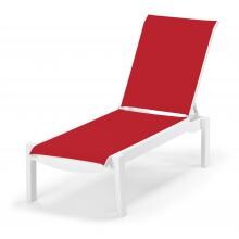 Leeward MGP Stacking Chaise Lounge With Sling Seating By Telescope Casual - Textured Snow/Red