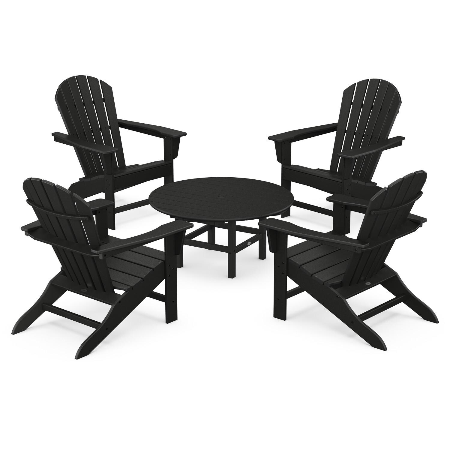 South Beach 5 Pc Recycled Plastic Seating Set in Black by POLYWOOD