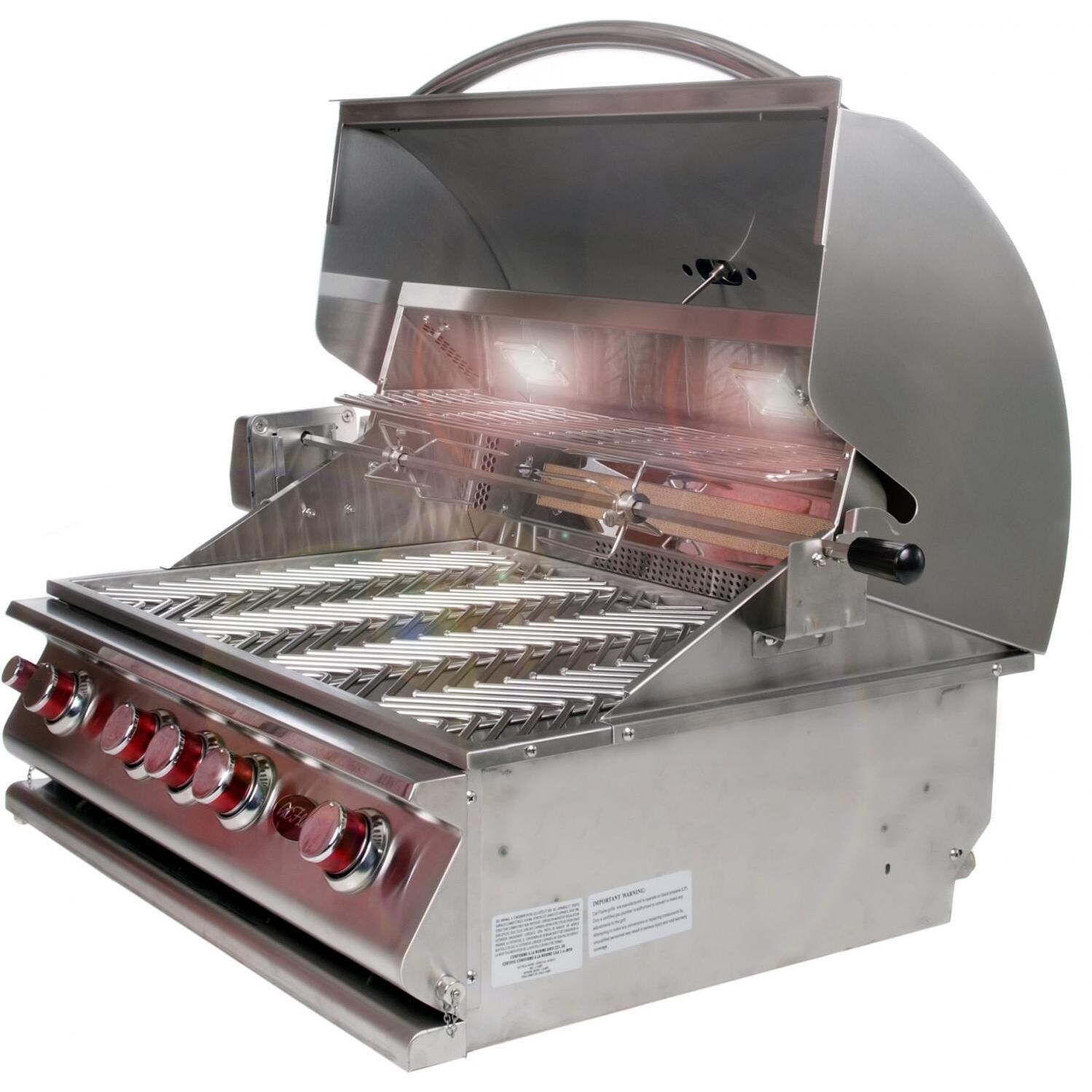 Cal Flame Gas Grills 40 Inch 5 Burner Convection Gas Grill - Right Side View with Lid Open thumbnail
