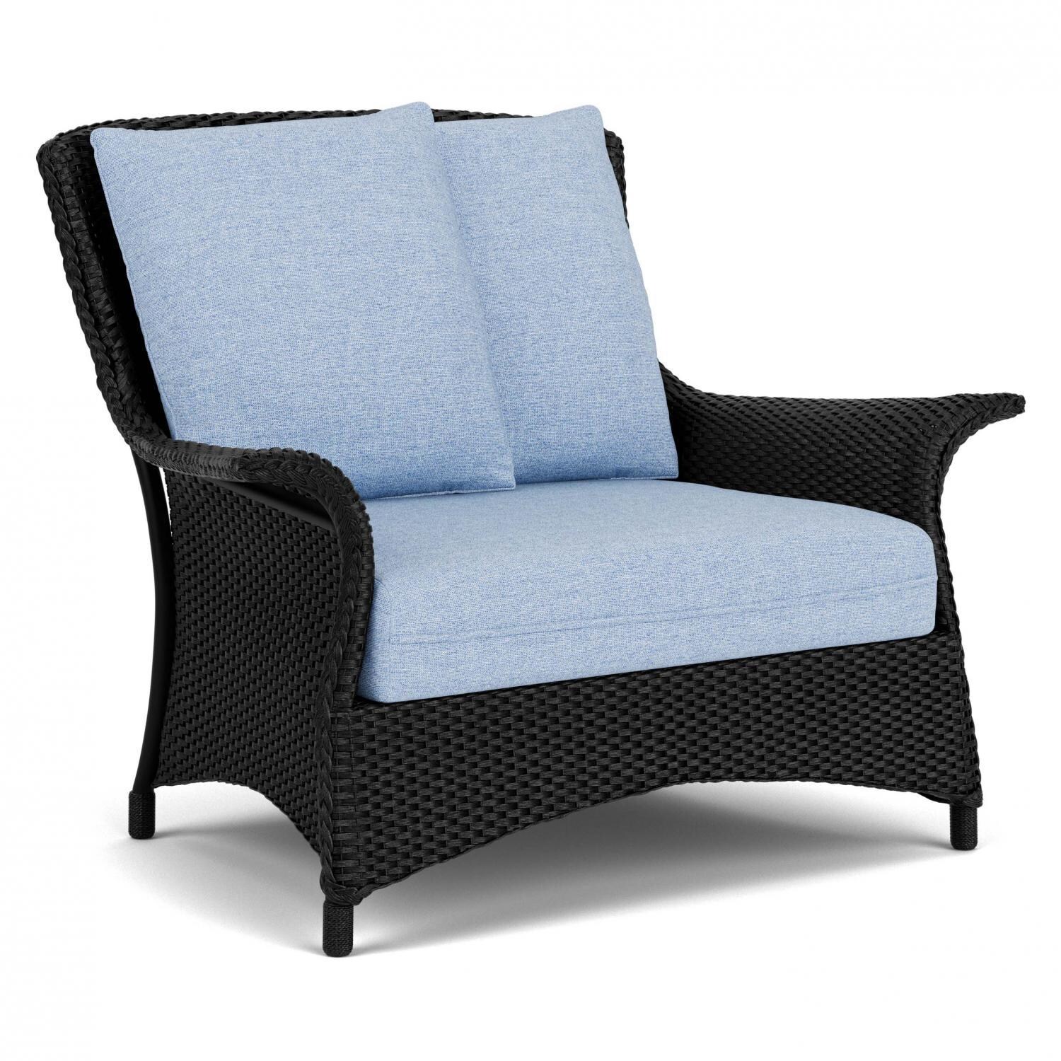 Lloyd Flanders Mandalay Chair and a Half in Ebony Finish with Demo Skyway Fabric - Angled thumbnail