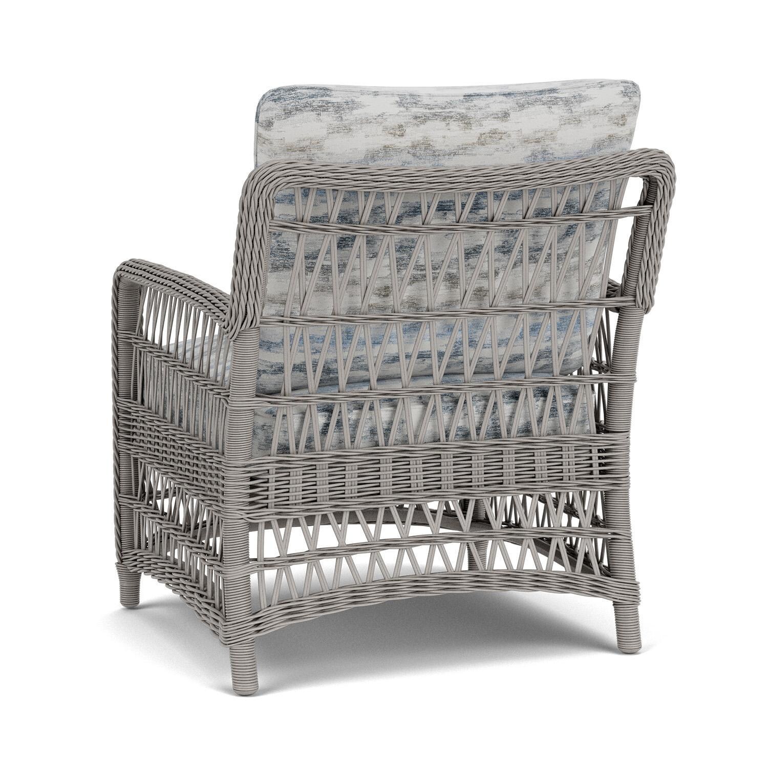 Lloyd Flanders Mackinac Lounge Chair in Putty Finish with Stratosphere Cloud Fabric - Rear Left thumbnail