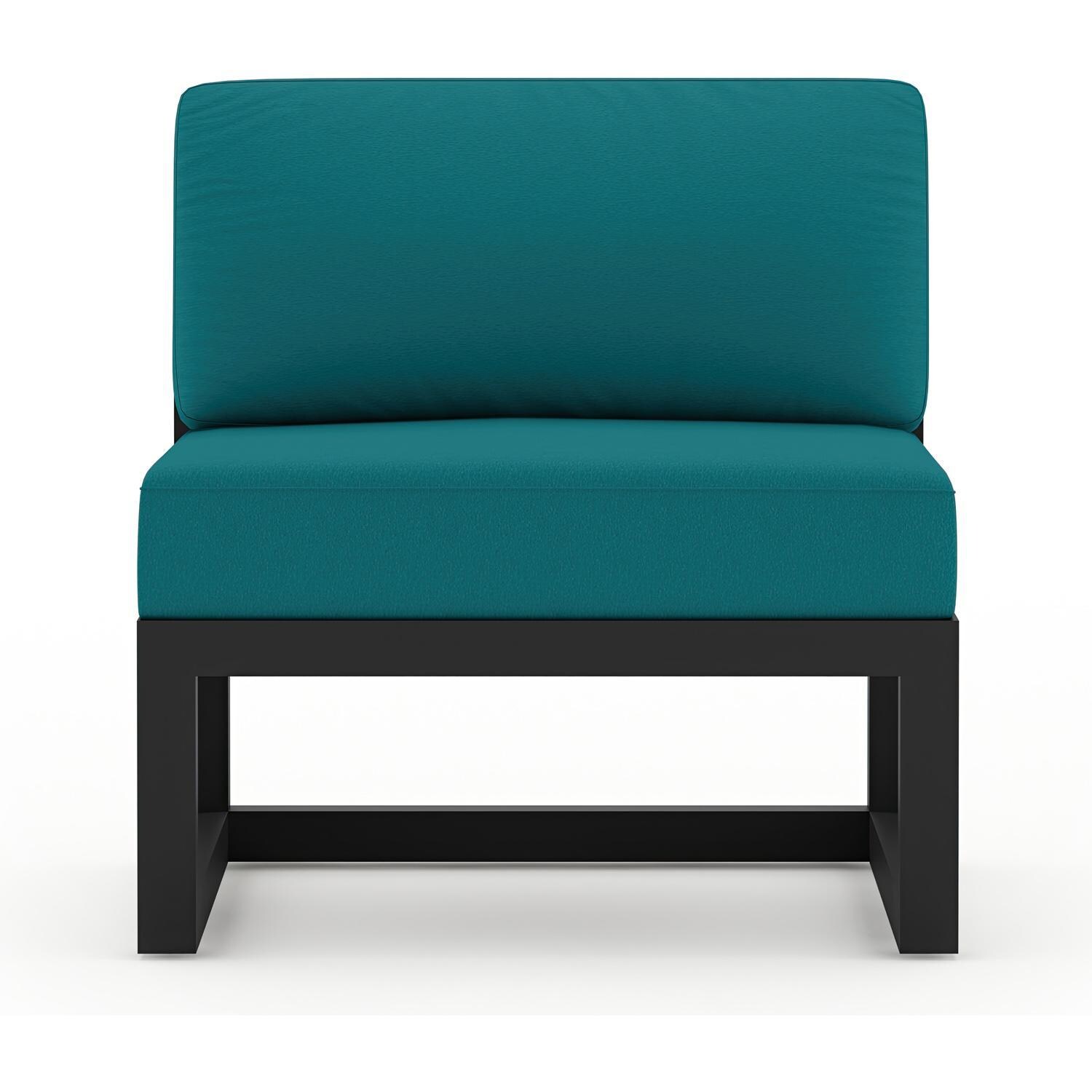 Lakeview MSTYCV-BK-SET212-PC Misty Cove 7 Pc Aluminum Sectional Set in Black w/Chat Table & Spectrum Peacock Cushions by Lakeview Outdoor Designs - Middle Section - White Background thumbnail