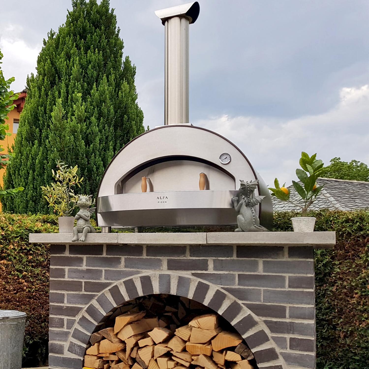 ALFA FX4PIZ-LRAM-T 4 Pizze 31-Inch Outdoor Countertop Wood-Fired Pizza Oven - Copper thumbnail