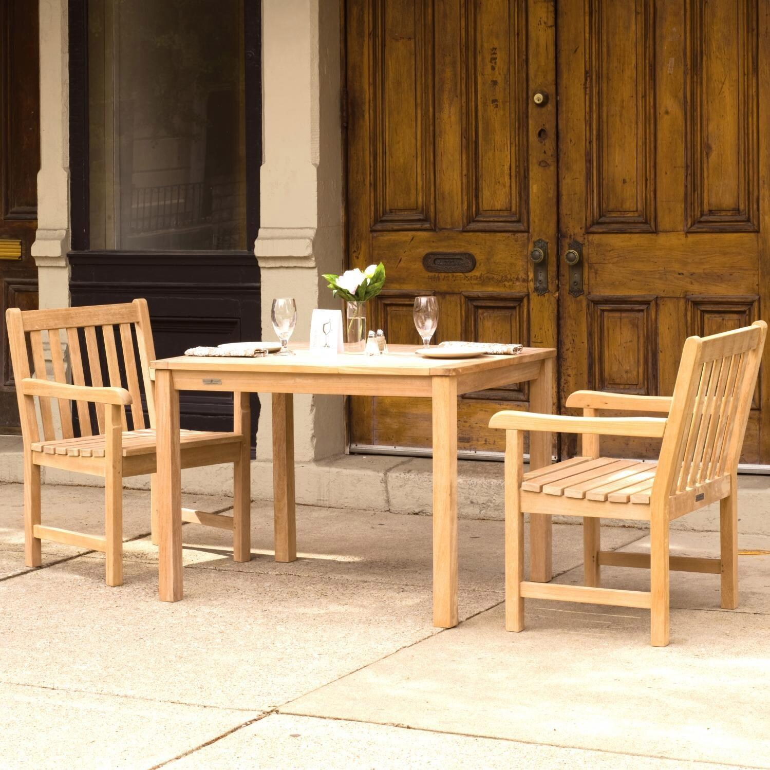 Oxford Garden Hampton 2-Person Wood Patio Dining Set : Ultimate Patio