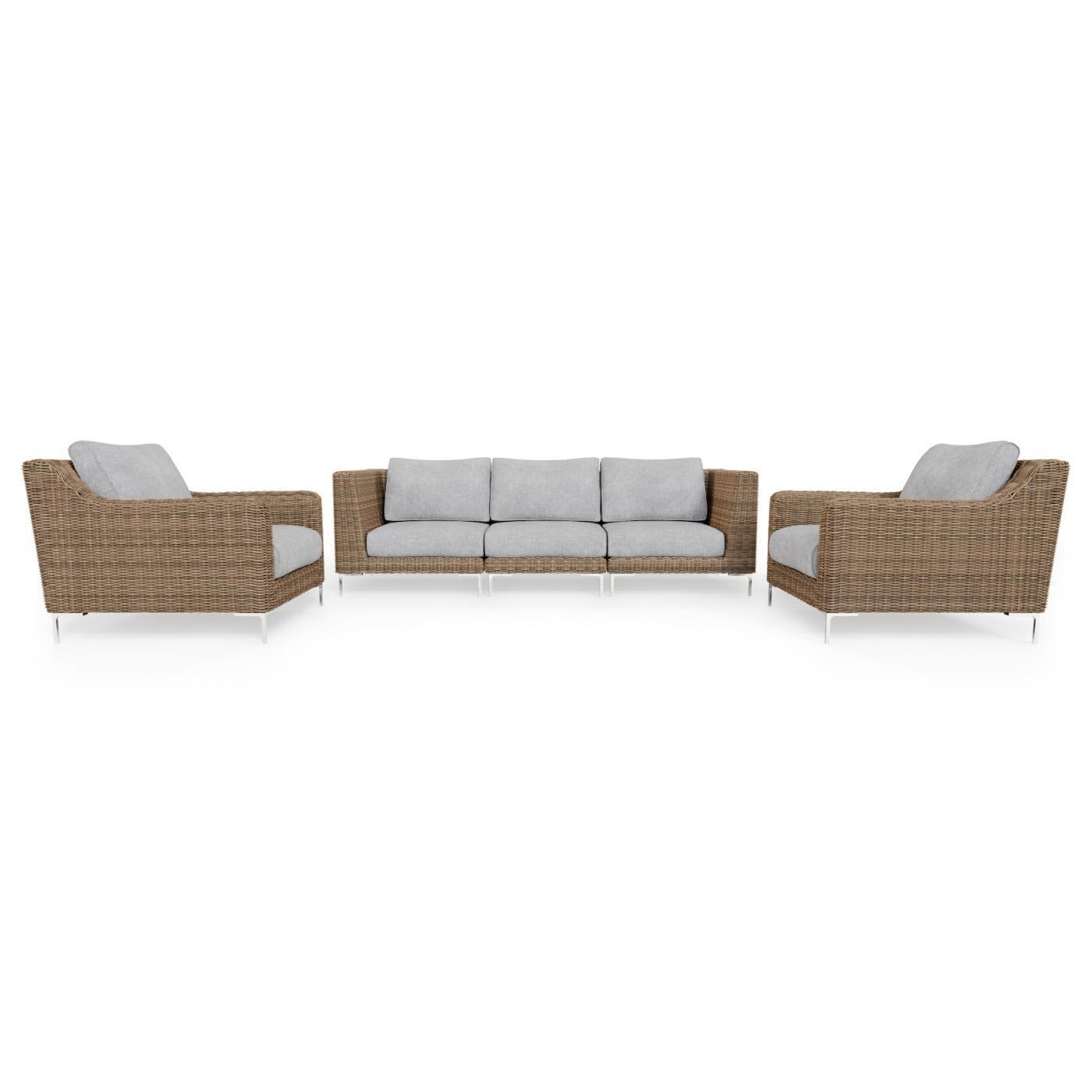 Outer PS-OUT-00137 Brown Wicker Outdoor Sofa w/ Armchairs - 5 Seat thumbnail