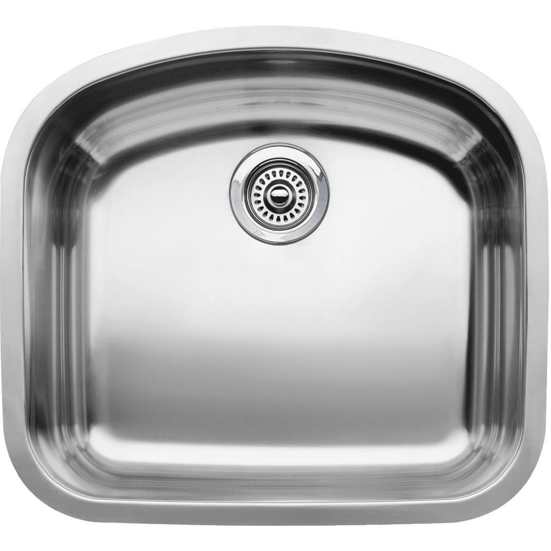 Blanco Wave 20 X 22 18-Gauge Single Bowl Stainless Steel Undermount Sink - 440248 (Shown With Drain - Not Included) thumbnail