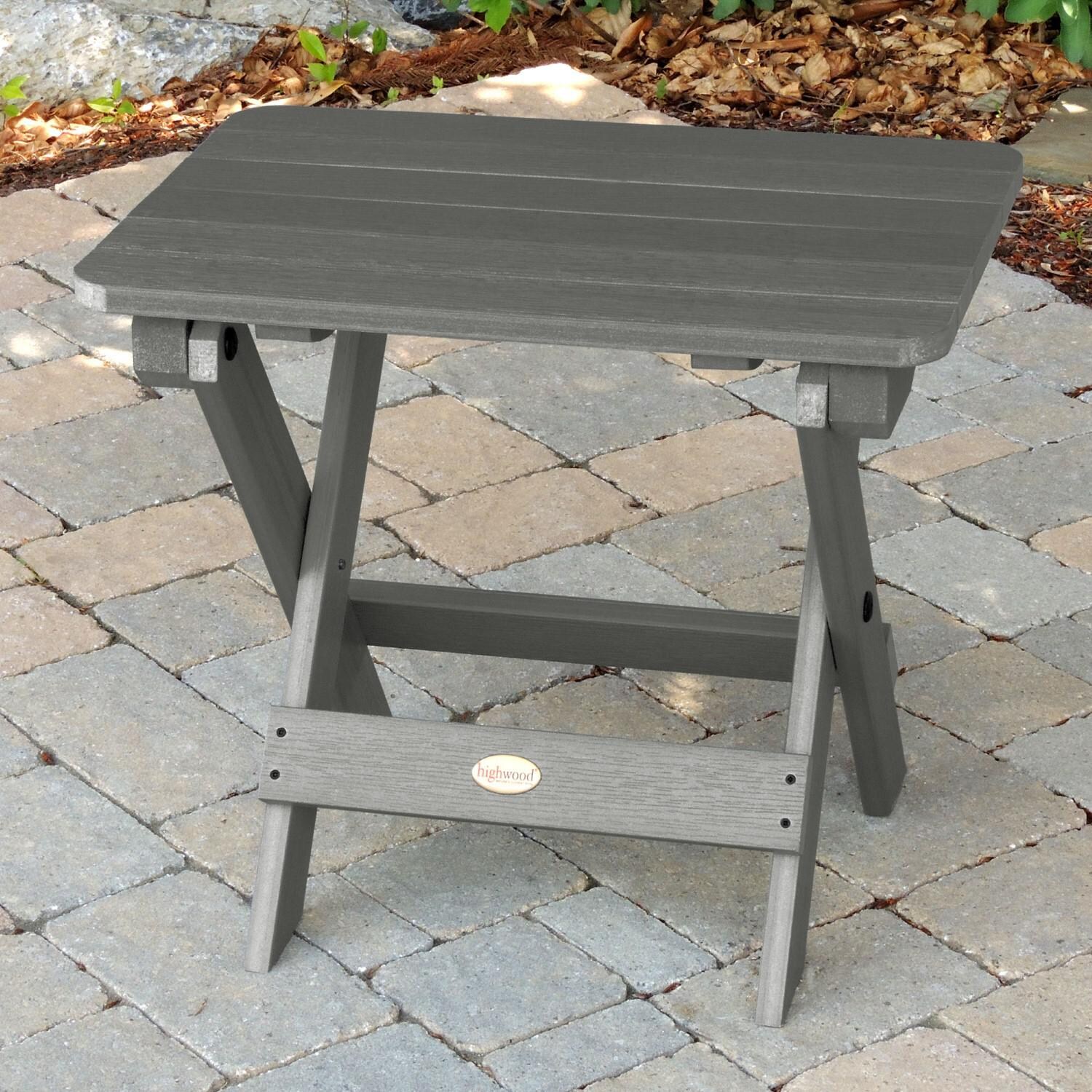 Lakeview Folding Adirondack Side Table - Coastal Teak - Up Position thumbnail