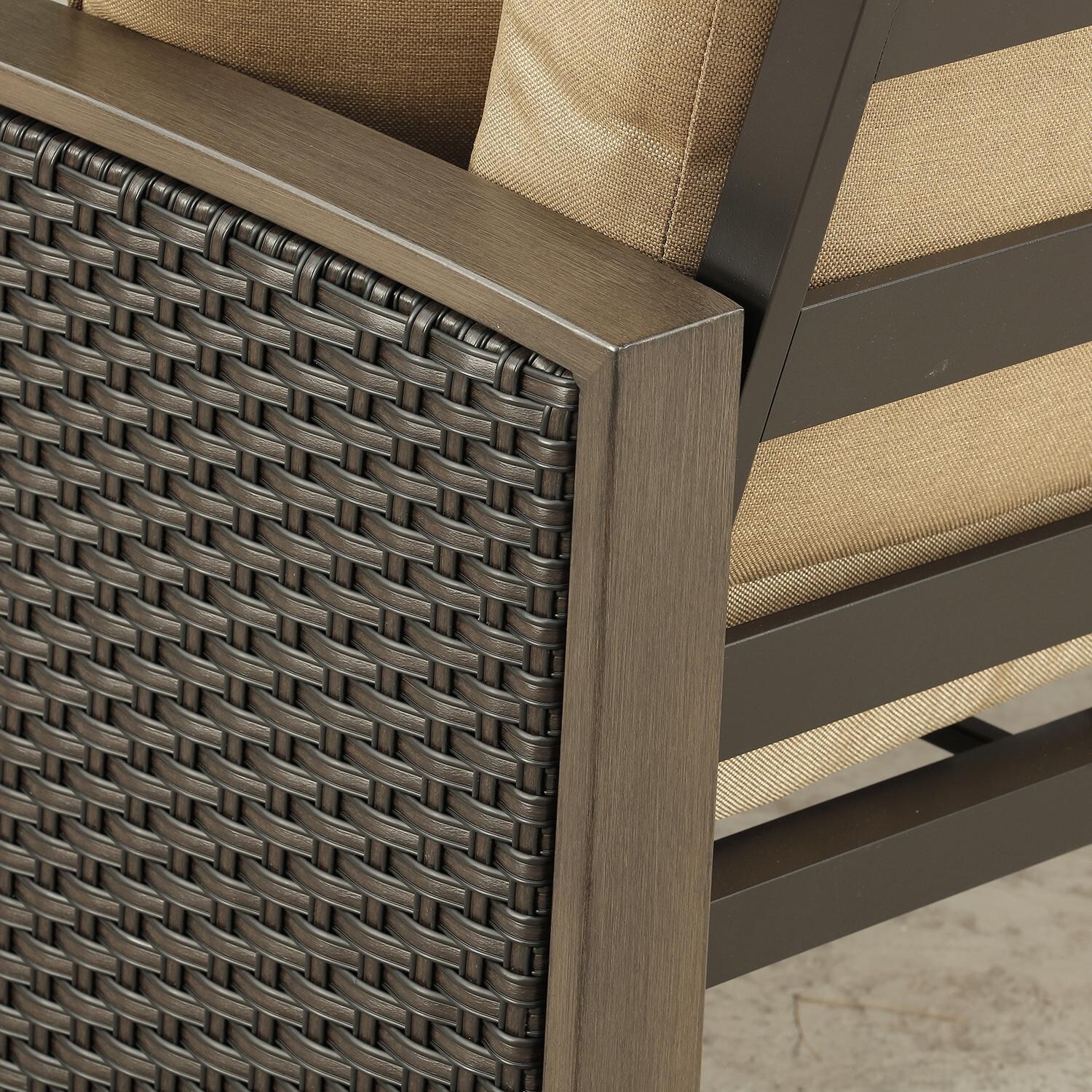 Lakeview Outdoor Designs Dalzeel 4 Piece Wicker & Aluminum Patio Sectional Set - Patio Sectional Side & Back Detail thumbnail