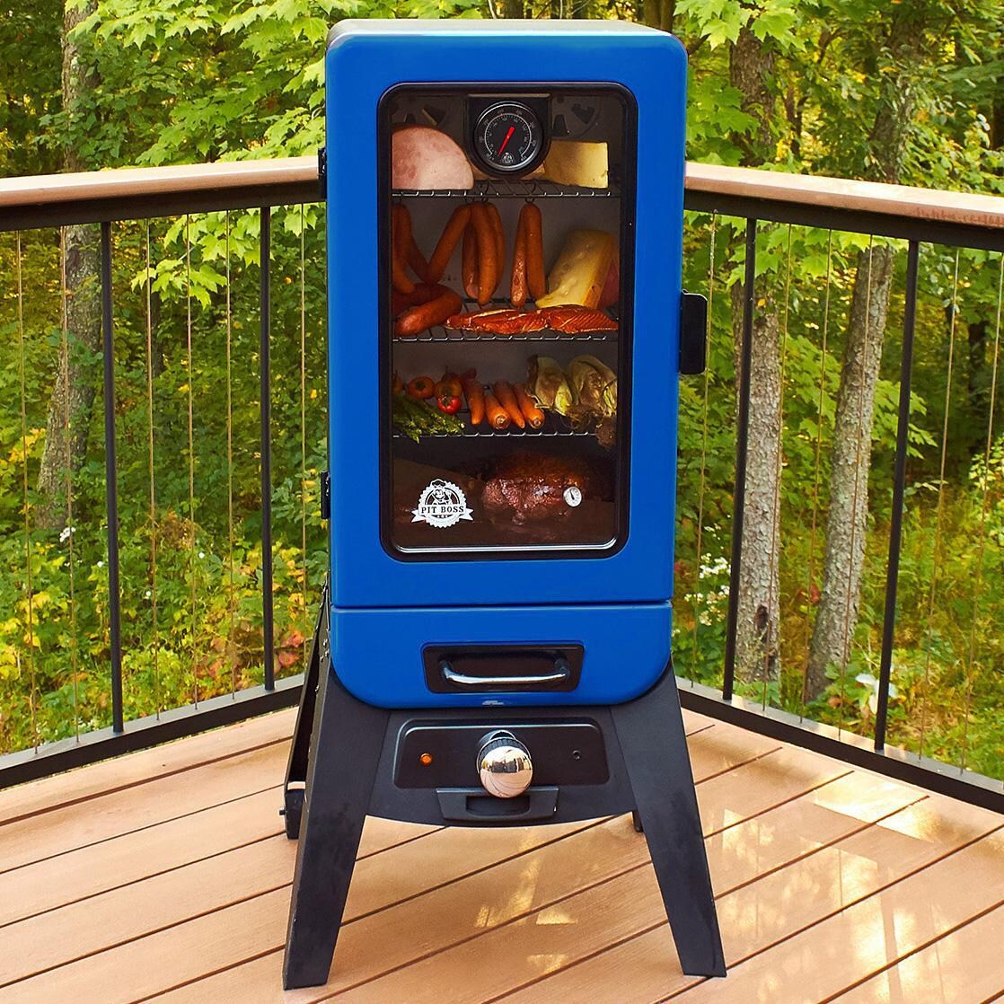Pit Boss - 77320 - Blue Blazing 3 Series Analog Electric Smoker - Smoking Meats, Cheese, Fish & Vegetables - Door Closed thumbnail