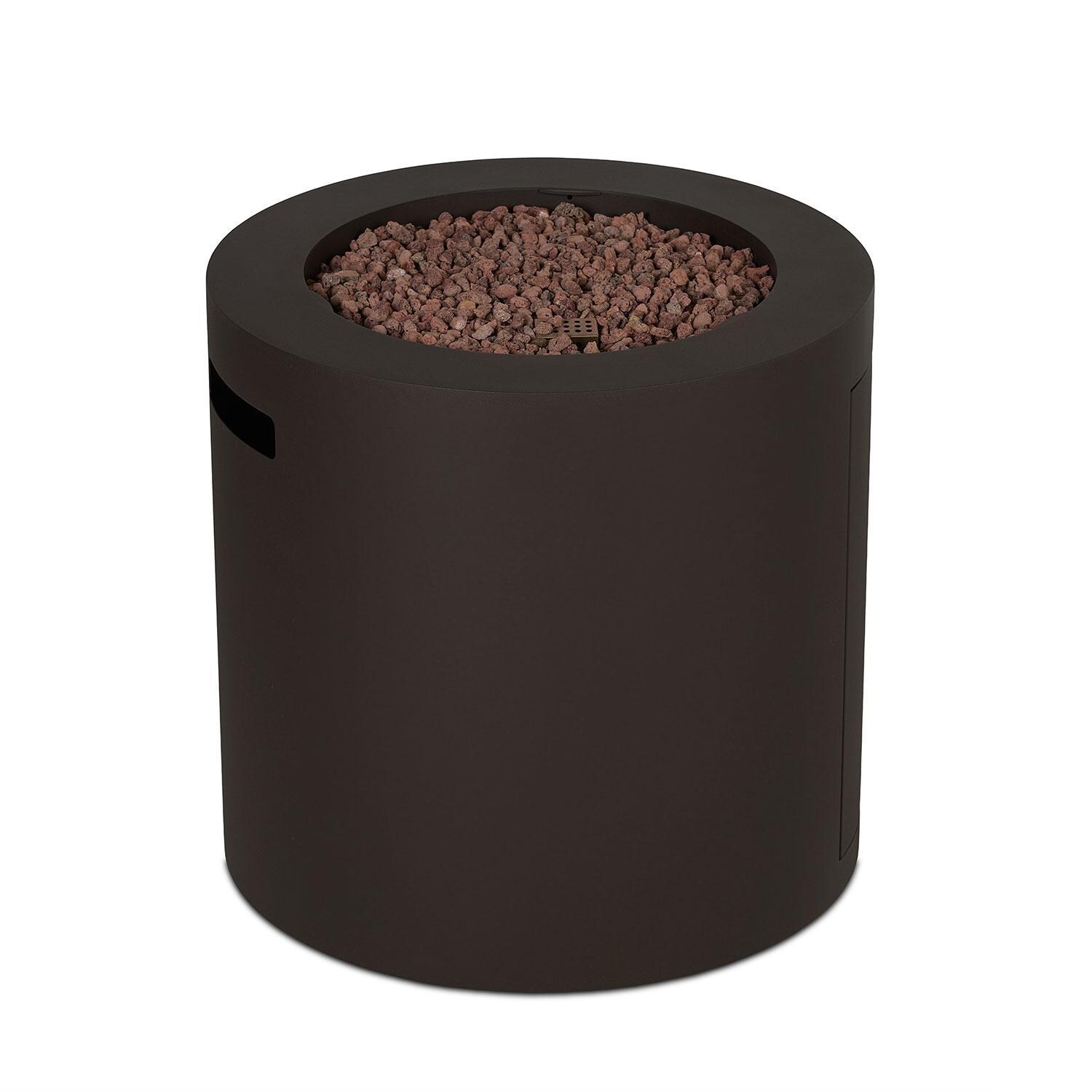 Elysian 24-in Round Steel Propane Fire Pit Table w/ Hidden Tank in Dark Bronze by Lakeview Outdoor Designs - Top View - White Background thumbnail
