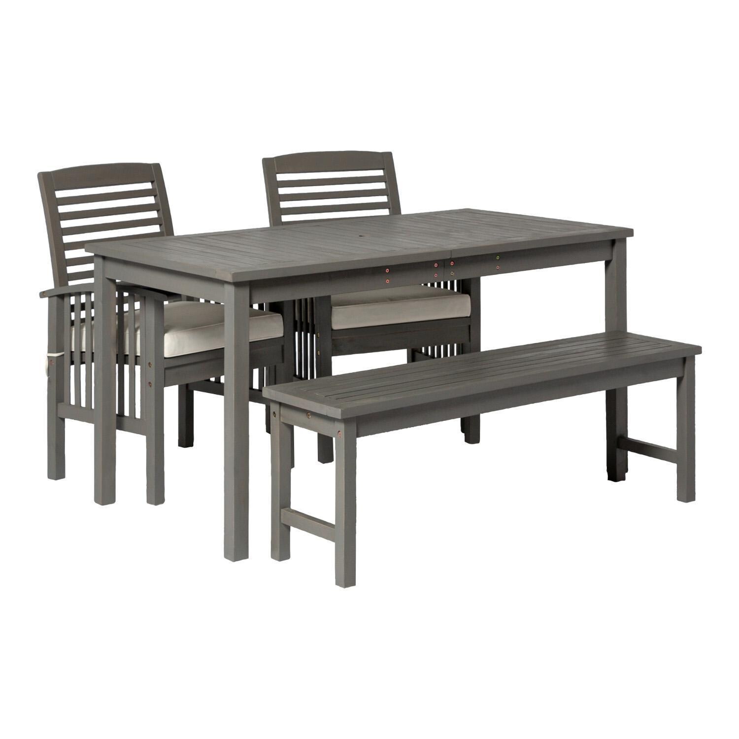 Ultimate Patio Horizon Way 4 Piece Acacia Patio Dining Set W/ 60 X 32 Inch - Rectangular - Table - Gray Wash - Angled Right thumbnail