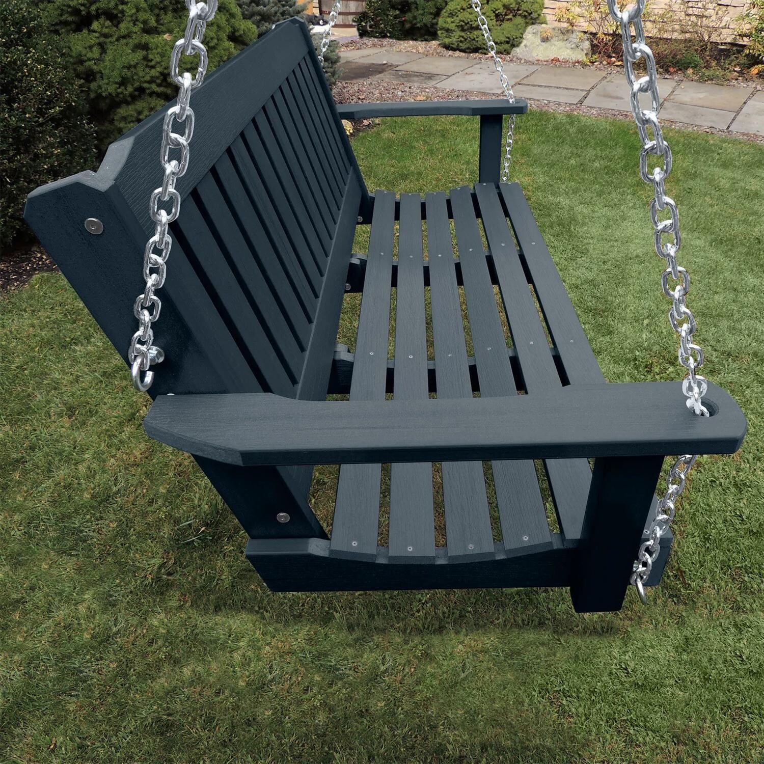 Lakeview Hart Lane Porch Swing - 5ft - Federal Blue - Side View thumbnail