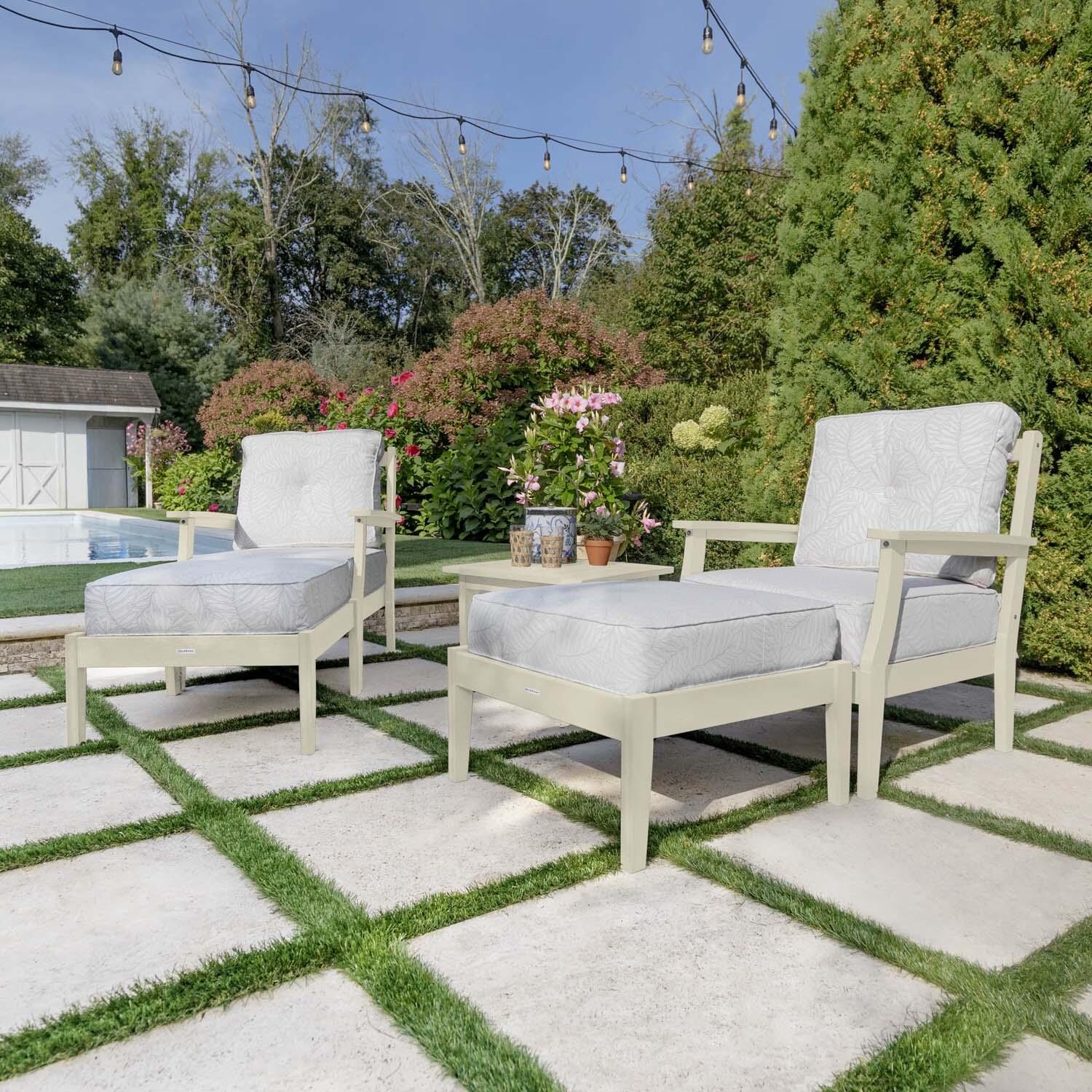 Blushing Bay 5 Pc Recycled Plastic Seating Set in Lively Parchment/Whitewash by Lakeview Outdoor Designs - Right Angled - Lifestyle thumbnail