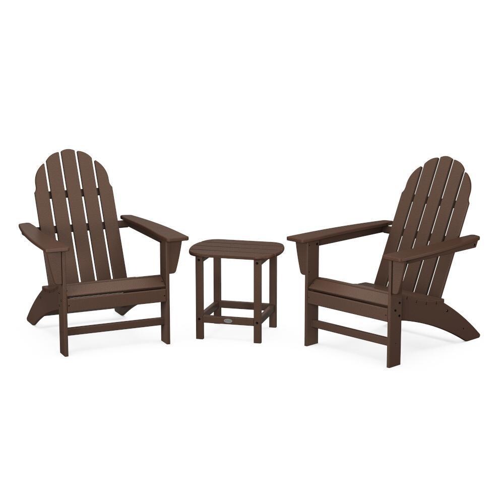 Vineyard 3 Pc Recycled Plastic Adirondack Seating Set w/ South Beach End Table in Mahogany by POLYWOOD