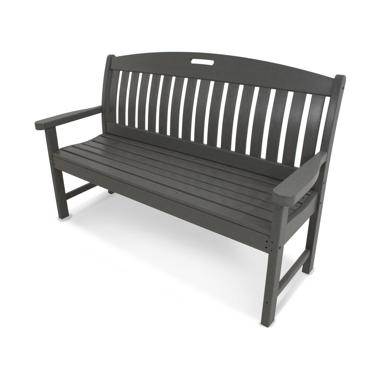 polywood nautical recycled plastic wood 60 inch patio bench slate gray ultimate patio - Patio Benches polywood nautical recycled plastic wood 60 inch patio bench slate gray ultimate patio - Patio Benches