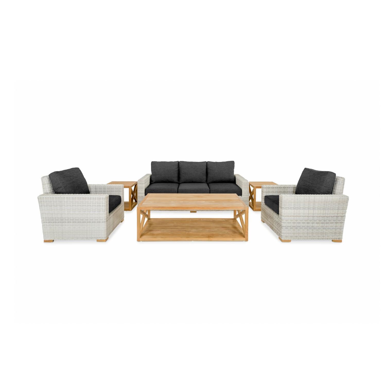 Teak + Table Oyster Bay Sofa/Clubs 6 Piece Lounge Set in Carbon - White Background thumbnail