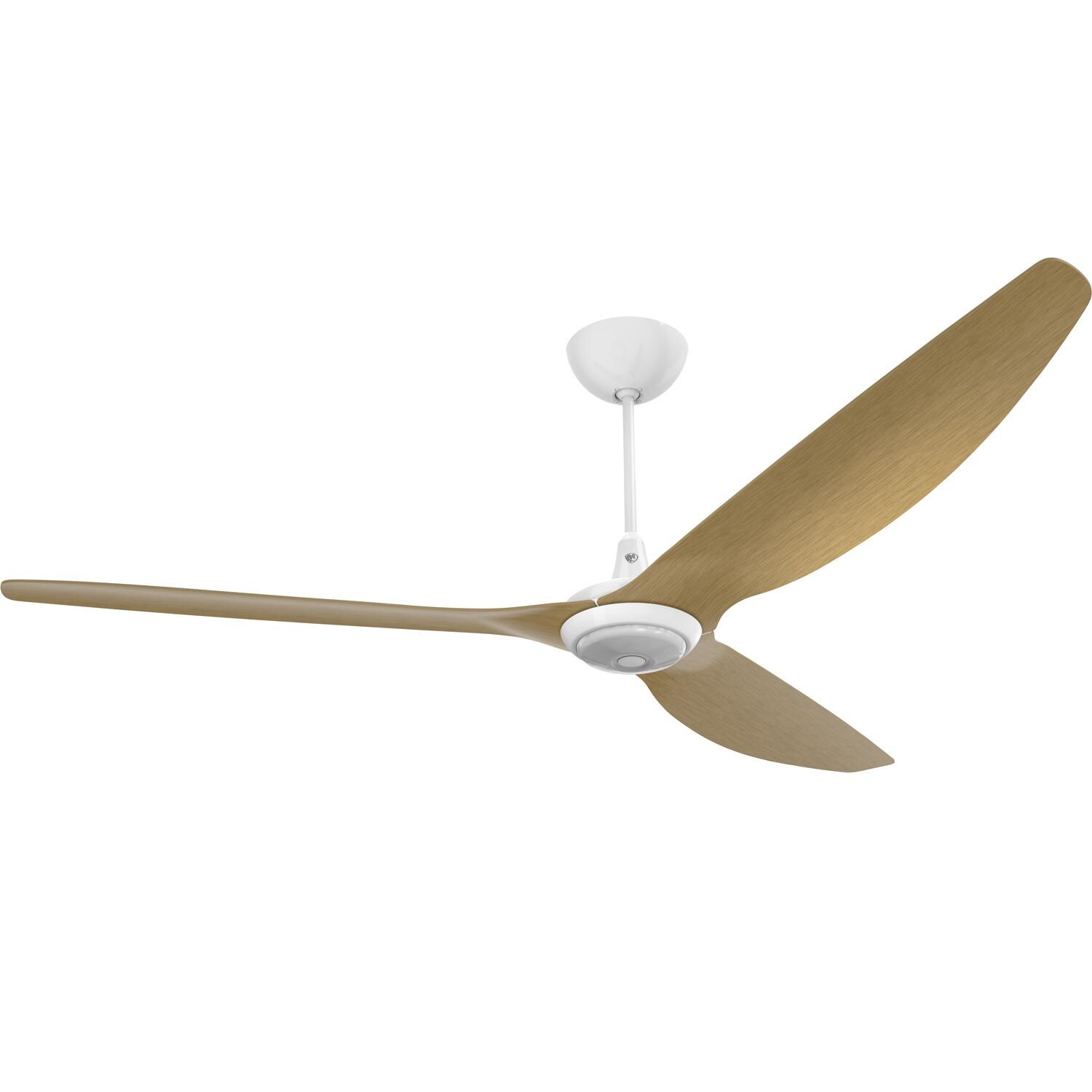 Big Ass Fans 84-Inch Haiku Ceiling Fan Universal Mount W/12-Inch Downrod & Downlight in White/Caramel - MK-HK4-071906A259F504G10I12S2