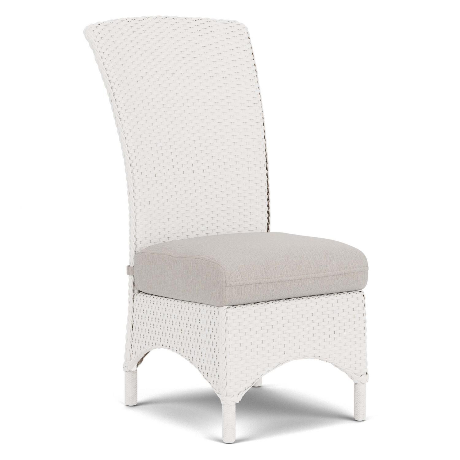 Lloyd Flanders Mandalay Armless Dining Chair in White Finish with Sailcloth Salt Fabric - Angled thumbnail
