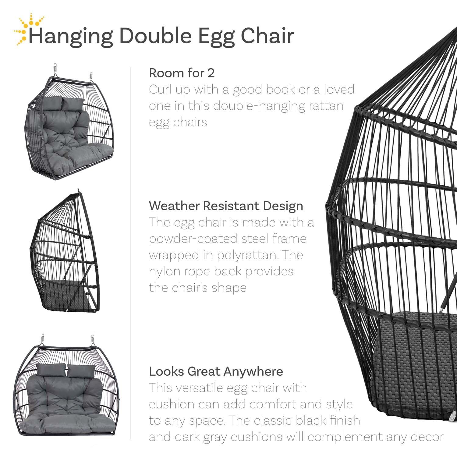 Double Egg Chair w/ Cushion By Ultimate Patio - Detail thumbnail