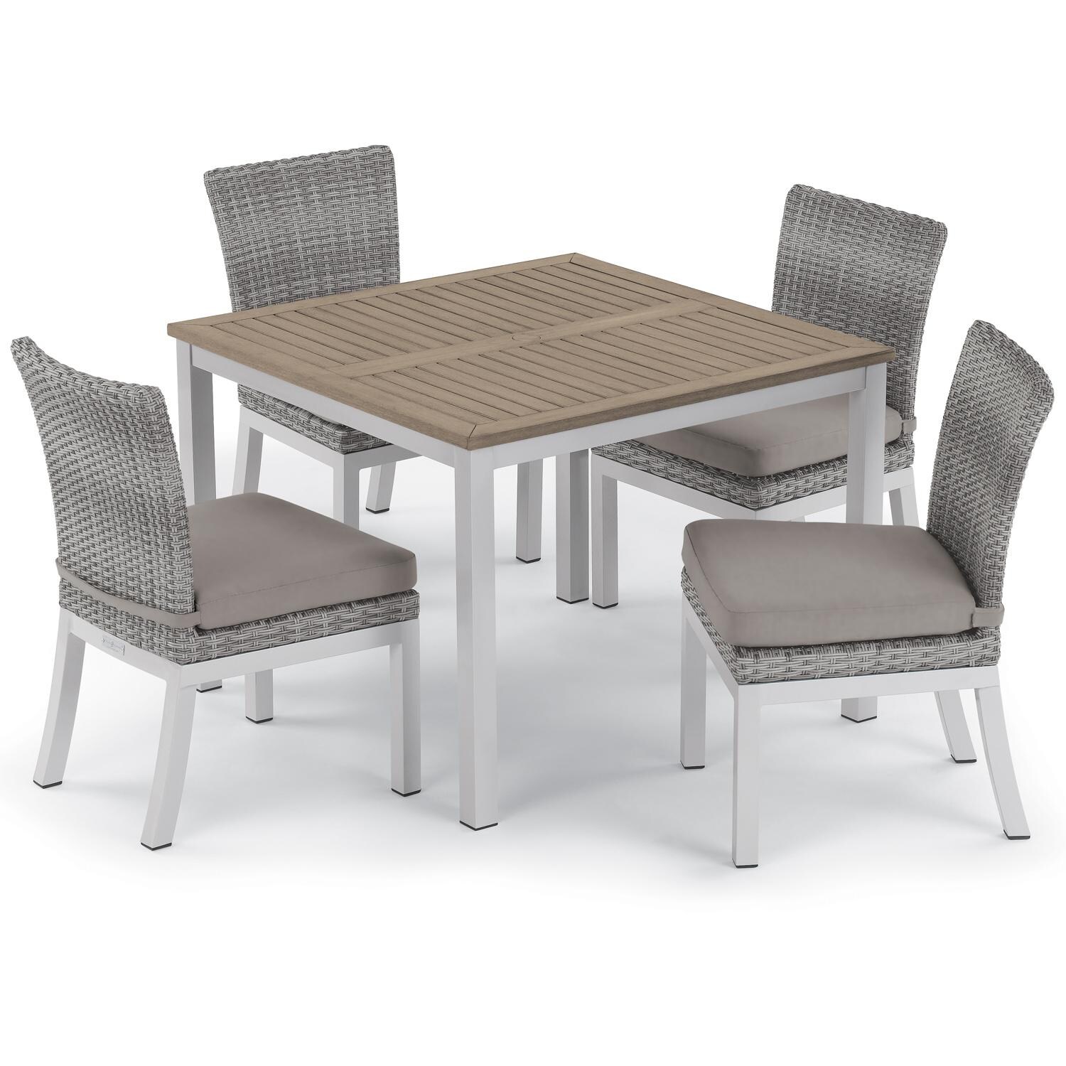 Oxford Garden Argento 2 Pc Wicker Dining Side Chair W/ Stone Cushion in Flint/Argento - In Dining Set thumbnail