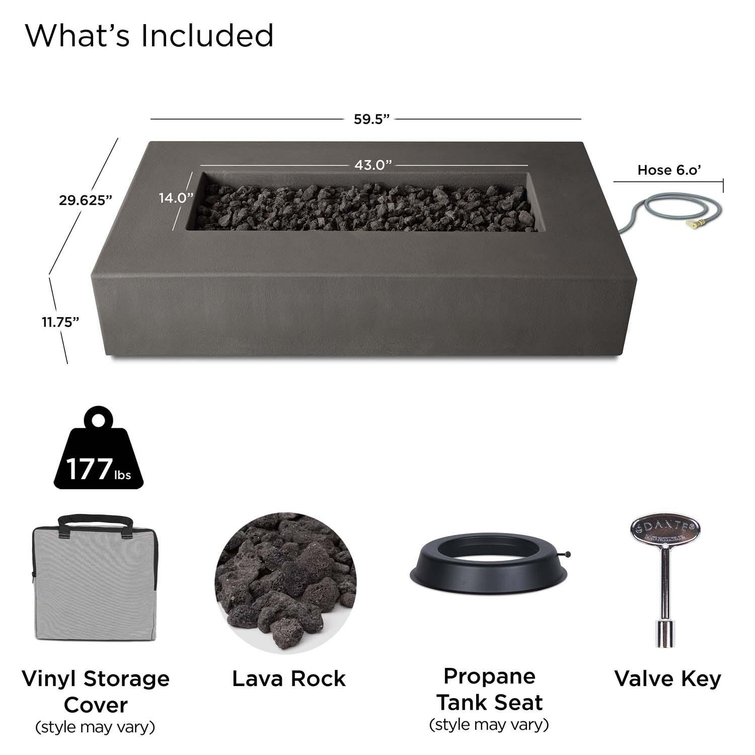 Olliewood 60 Inch Rectangular Glass Fiber Reinforced Concrete Natural Gas Fire Pit Table in Carbon by BBQGuys Signature - Included thumbnail