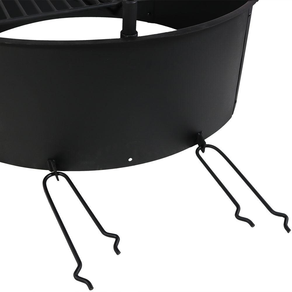Ultimate Patio 36-Inch Steel Campfire Ring w/ Rotating Cooking Grate - Ground Anchors thumbnail