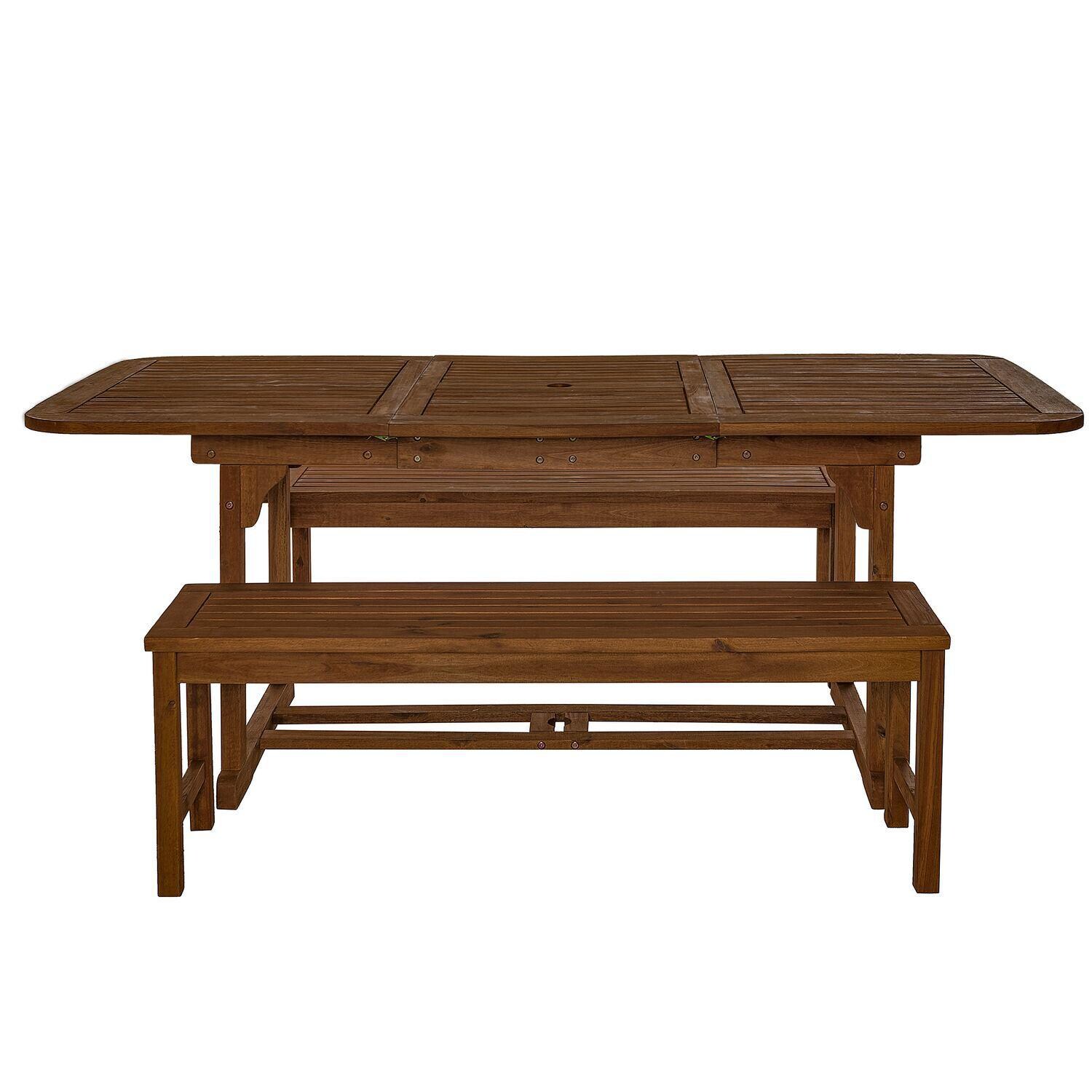 Ultimate Patio Horizon Way 3 Piece Dark Brown Acacia Patio Dining Set - Full Set Front View thumbnail