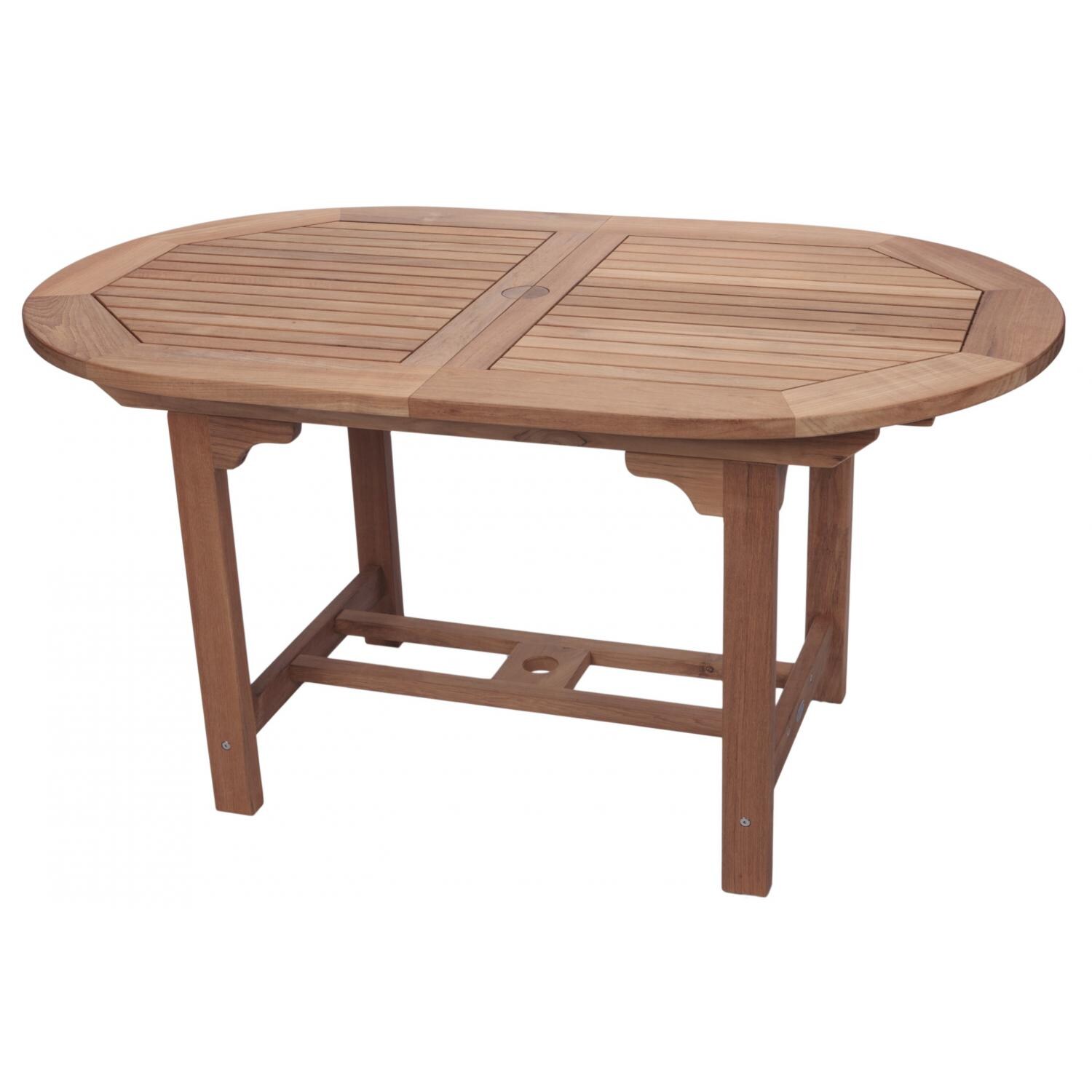 Royal Teak Collection Family 60 X 35 Inch Oval Teak Patio Dining Table With Extension thumbnail