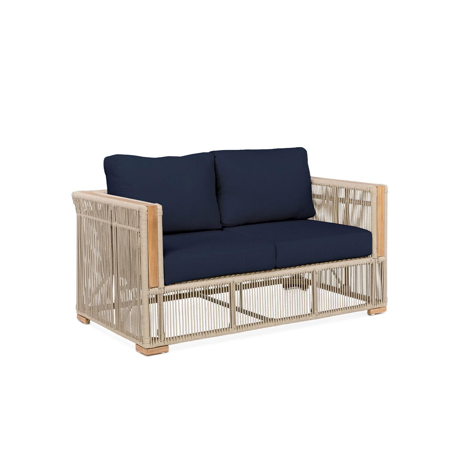 Pelican View 2 Person Woven Rope Loveseat in Indigo by Lakeview Outdoor Designs - Side View - White Background thumbnail