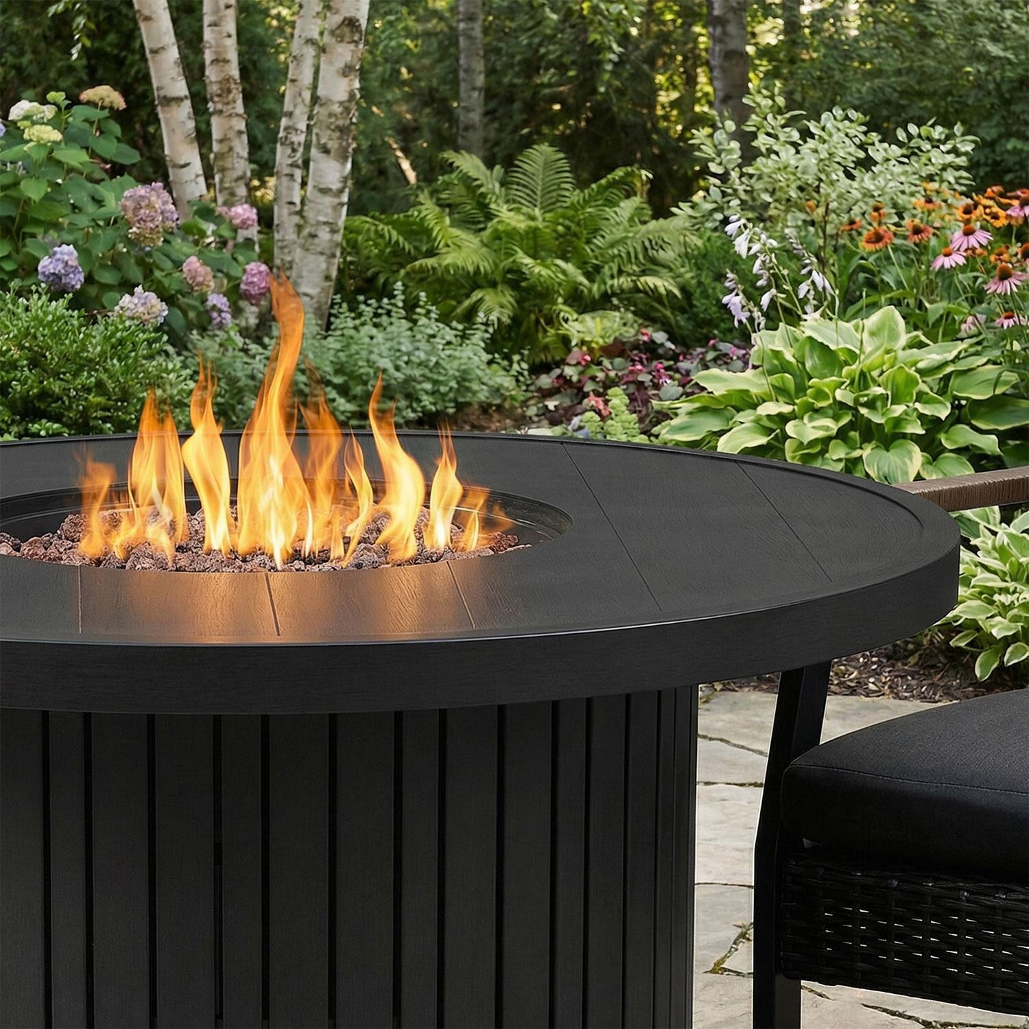 Westlook 44-in Round Metal Propane Fire Table in Black by Lakeview Outdoor Designs - On - Lifestyle thumbnail