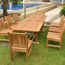 Bahama 9 Piece Teak Patio Dining Set W/ 71 X 35 Inch Rectangular Extension Table And Dining Arm Chairs By Anderson Teak