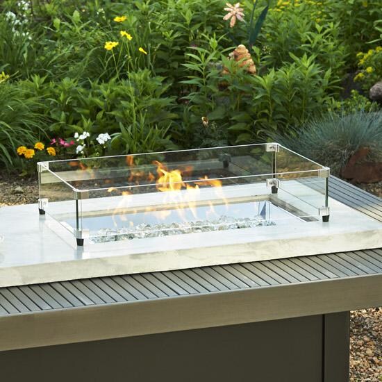 The Outdoor GreatRoom Company Wind Guard for 24-Inch Rectangular Burners - Tempered Glass - GG-1224