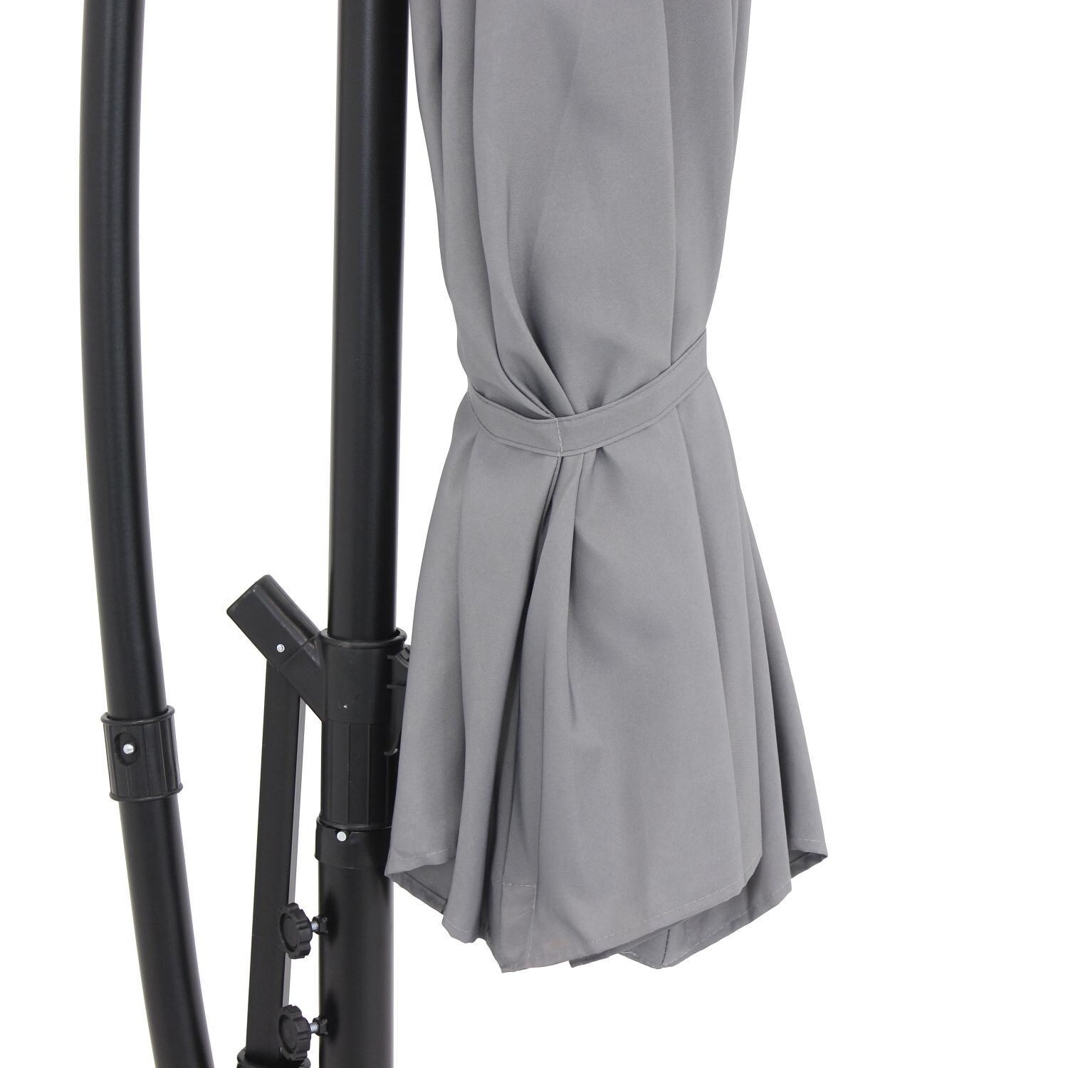 Ultimate Patio 9.5 Ft. Octagonal Patio Cantilever Umbrella W/ Crank - Smoke - Strap Keeps Canopy Closed thumbnail