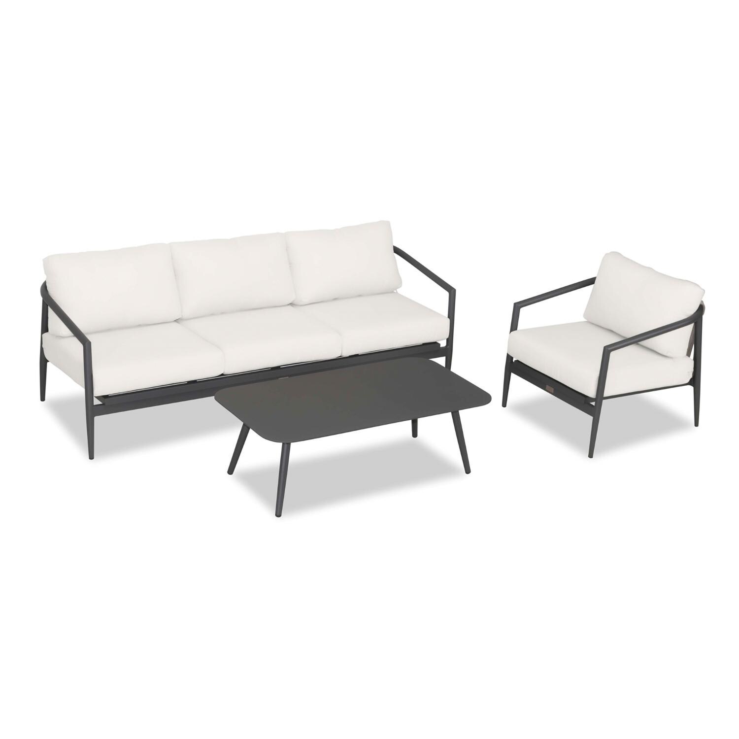 Lakeview Midnight Cove 3 Pc Aluminum Sofa Seating Set in Slate/Pebble Gray/Canvas Natural - Top - White Background thumbnail