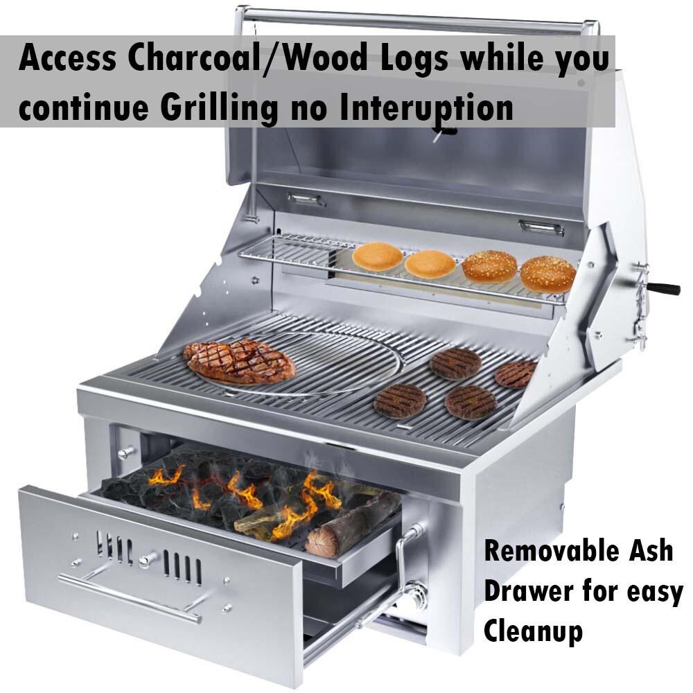 Sunstone SUNCHSZ30IR-NG Series 30 Inch Natural Gas Burners Hybrid Single Zone Charcoal/Wood Burning W/Infrared Burner Grill - Fuel Access thumbnail
