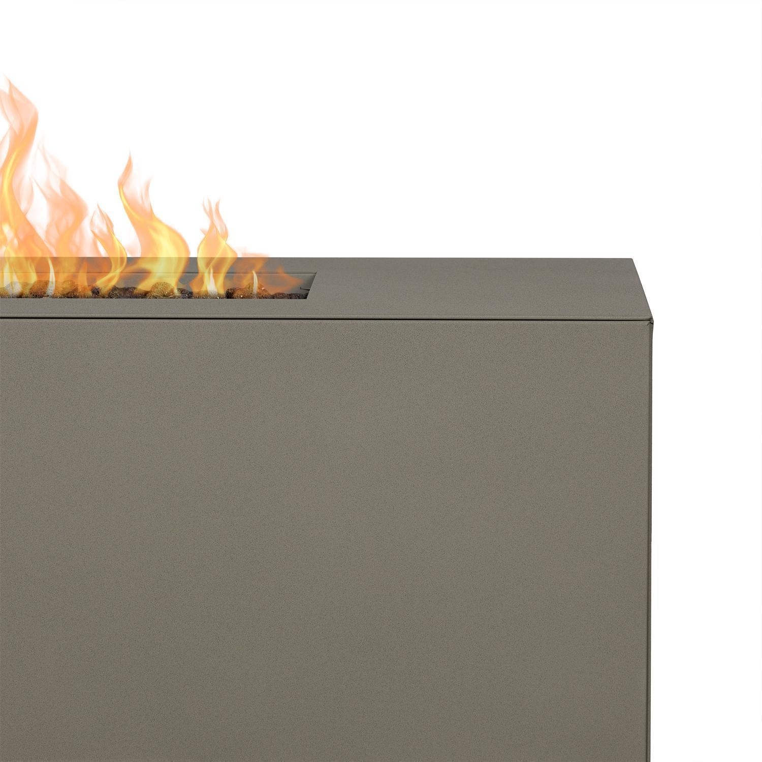 Covewood 58 Inch Rectangular Aluminum Natural Gas Fire Pit in Cloud Gray by BBQGuys Signature (Ships Propane w/ Conversion Kit) - Close Up - Detail thumbnail